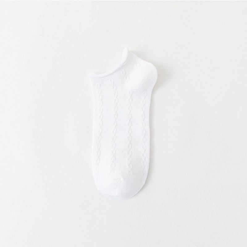 Kaos Kaki Ankle Cute Kaos Kaki Pendek Polos dan Motif Semata Kaki Import Murah Motif Polos-WHITE ORNAMEN