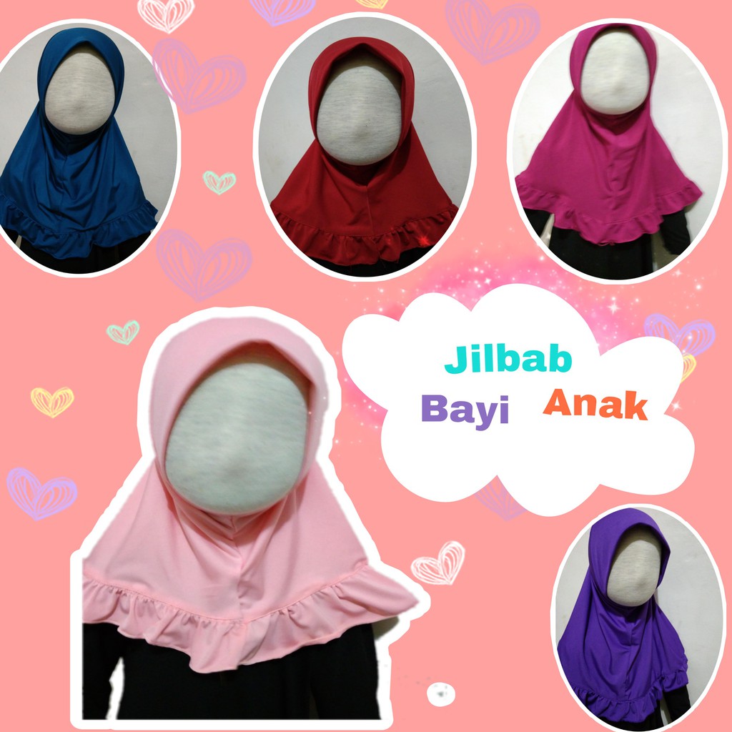 Jilbab Kerudung Anak bayi Jersey syari polos rempel