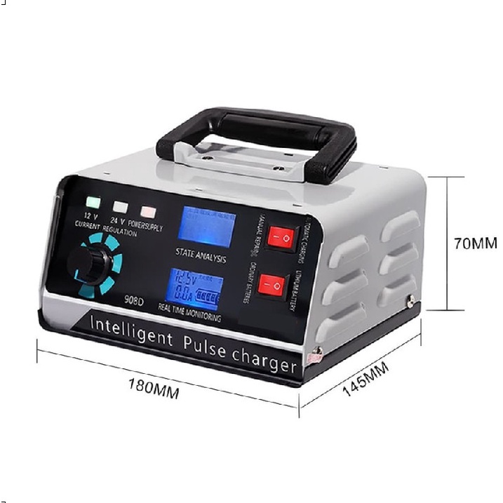 Charger Aki Mobil Motor 400W 12V/24V 400Ah + LCD - AJ-618A - Gray