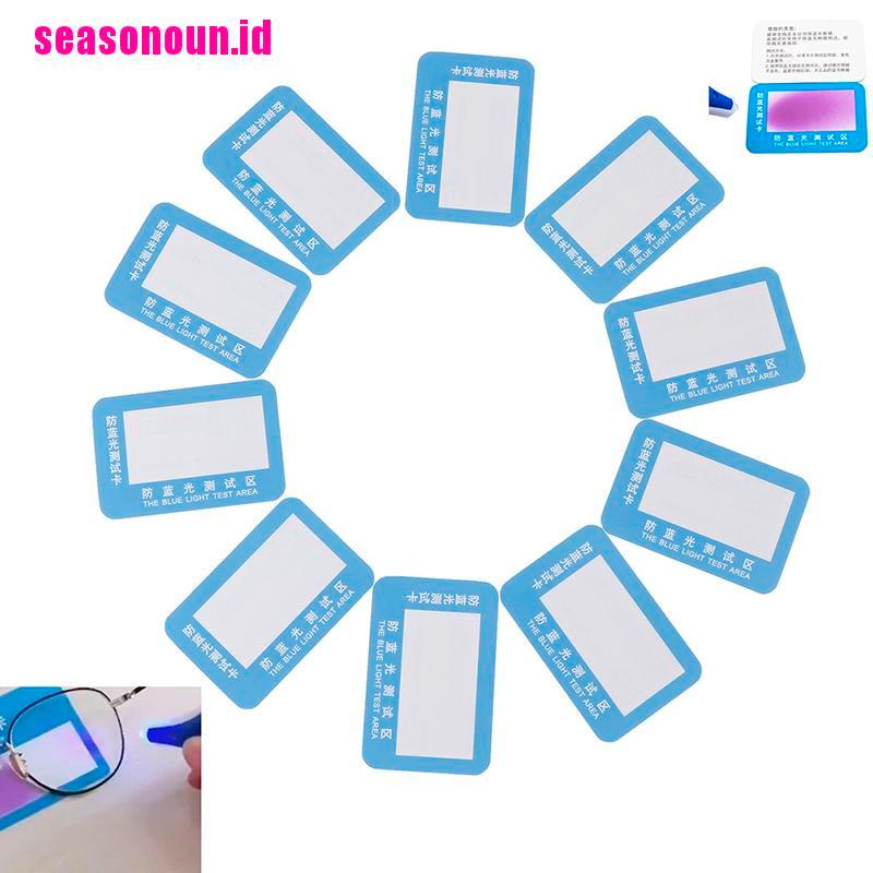 10pcs / set Kartu Tes Anti Blue Light Ungu Reusable Untuk Kacamata