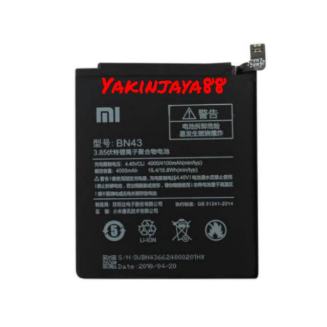 Baterai Batere Battery Original Xiomi Bn43 / Redmi Note 4x