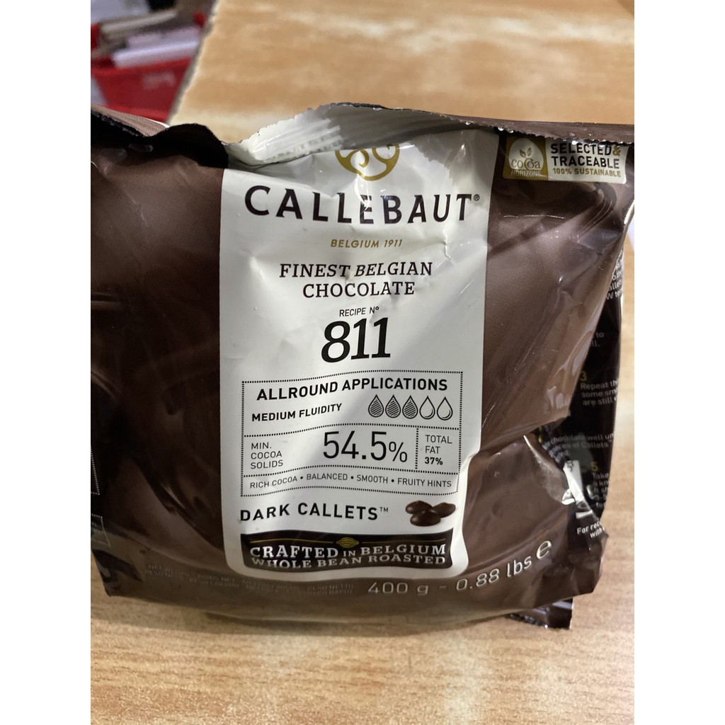 

Callebaut dark 54% 811NV 400 gr small pack belgian chocolate coklat Couverture