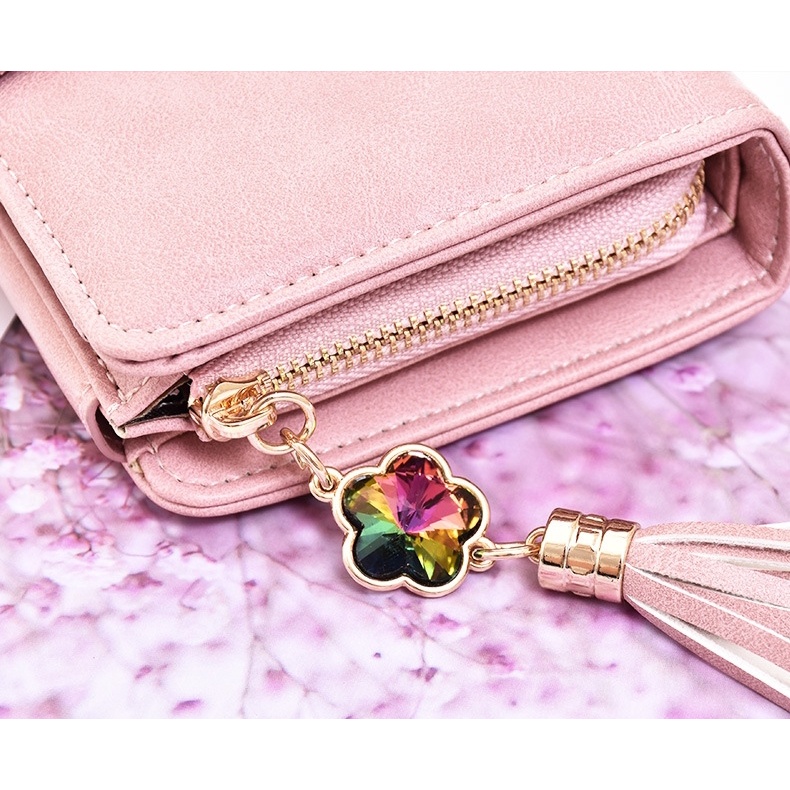 DOMPET LIPAT WANITA KECIL KULIT PINK IMPORT WA418P3 MARTY KOREA MINI SLOT KEKINIAN KARTU UANG RESLETING KOIN BRANDED PENDEK TIPIS REMAJA BATAM PREMIUM
