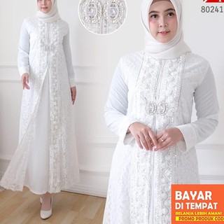 tren 201 AGNES Gamis  Putih Wanita Gamis  Brukat Baju  