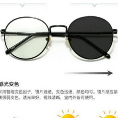 FRAME KACAMATA PHOTOCROMIC BULAT 1936 TITANIUM UNISEX BERUBAH WARNA
