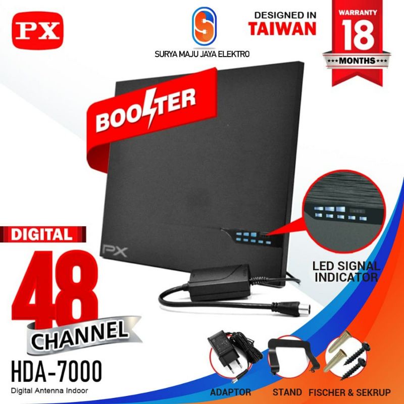 Antena TV Smart Digital Analog PX HDA 7000 Booster Indoor LED Bar