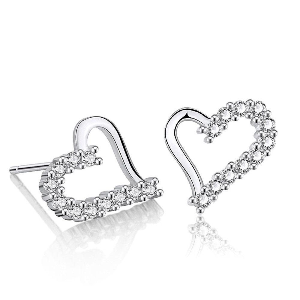 R-flower Heart Earrings Hadiah Perhiasan Pengantin Anting Kristal Mengkilap