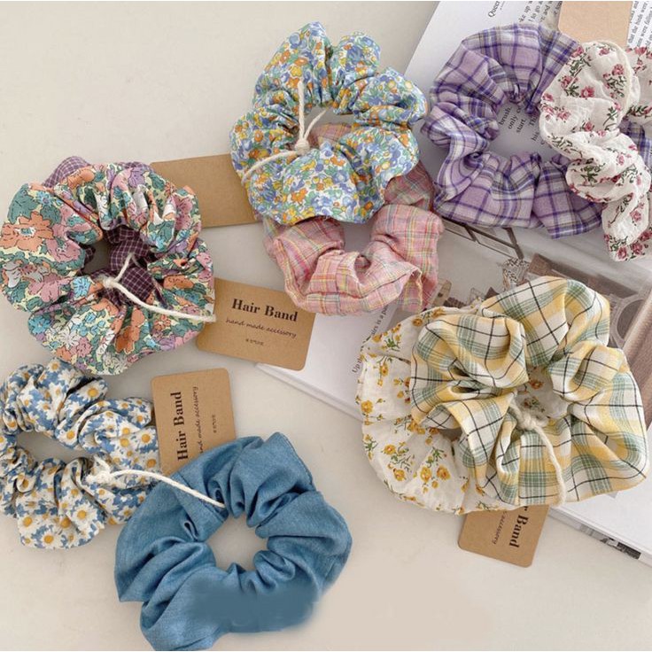 Scrunchie Ikat Rambut Bunga Model Korea/cepol hijab kotak tartan/Scruncie