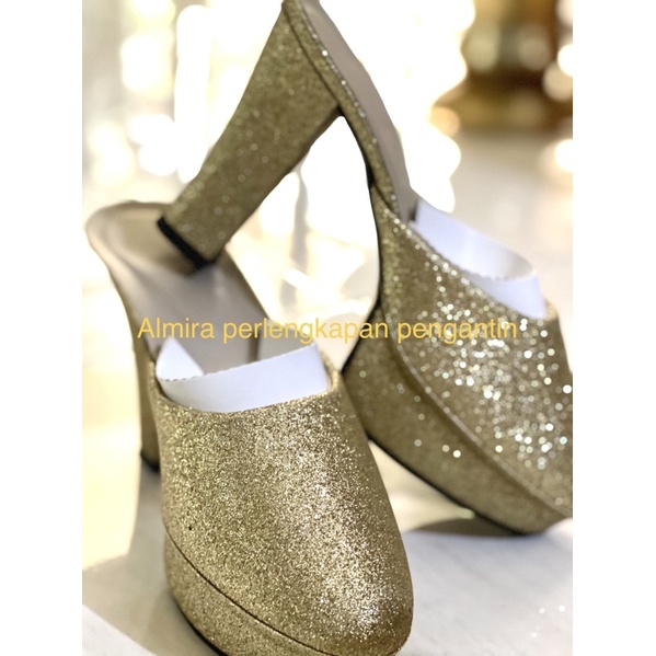 Sandal pengantin selop glitter sepasang