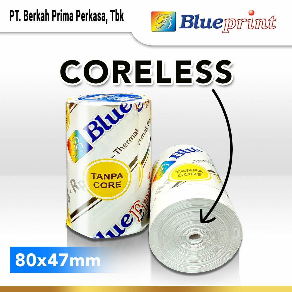 

Kertas Thermal BLUEPRINT Kertas Struk Kertas Kasir PPOB 80x47 mm 80mm x 47mm isi 10 roll