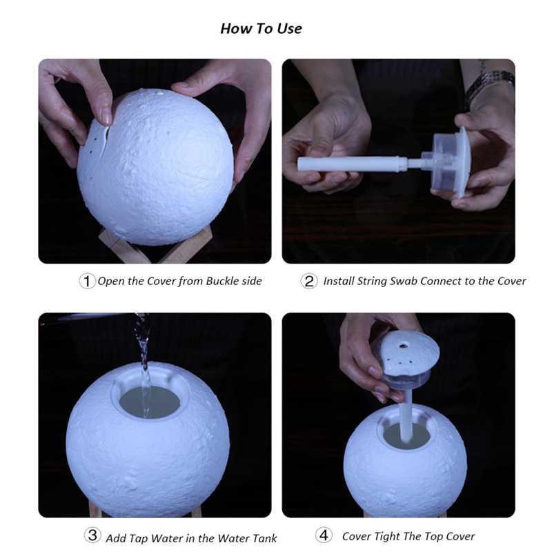 Lampu Tidur Humidifier 3D Moon Night Light