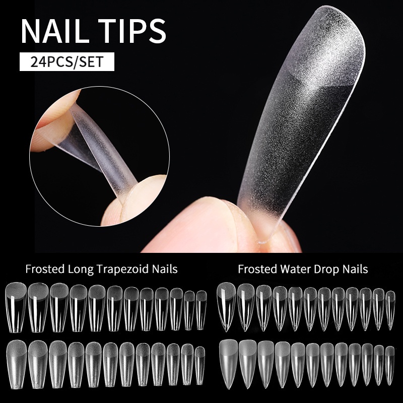 24pcs / Set Kuku Palsu extension UV Untuk Nail Art Murah Bagus