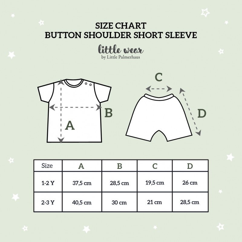 Little Wear Little Palmerhaus Button shoulder short (1-5 thn) Setelan Baju rumah anak