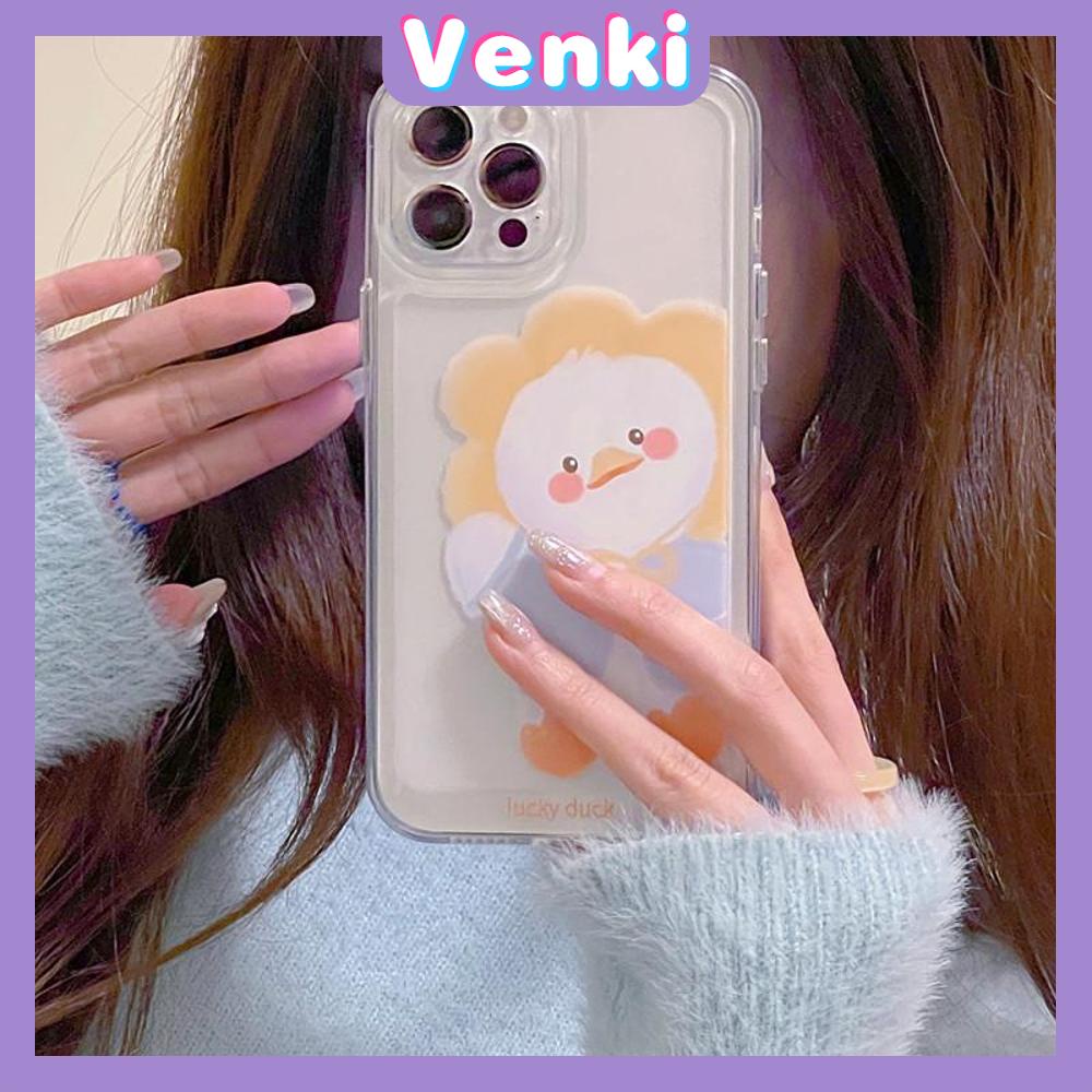 iPhone Case Clear Case Soft Thick TPU Shockproof Super Transparent Protection Camera Plating Button Duck Cartoon Cute For iPhone 13 Pro Max iPhone 12 Pro Max iPhone 11 iPhone 7Plus