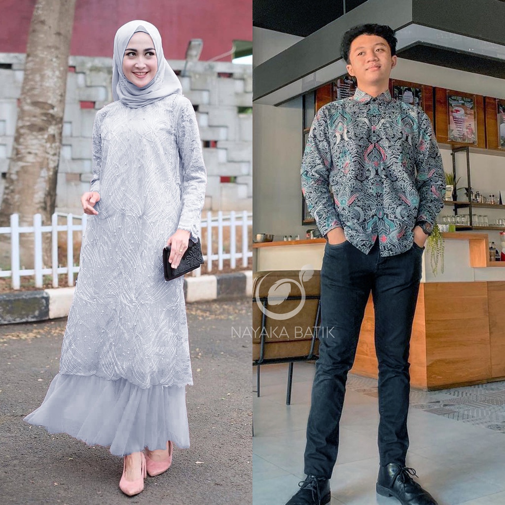 Couple Maxi Dress Arsya - Gamis Couple Kondangan - Dress Couple Brokat - Couple Gamis Muslim Spesial Lebaran - Maxi Couple Murah