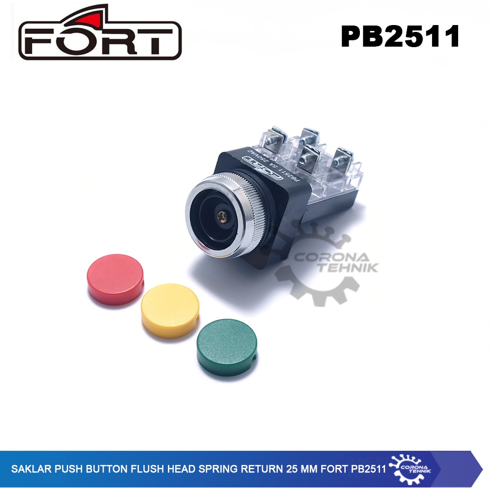 Fort PB2511 - Saklar Push Button Flush Head Spring Return 25 mm