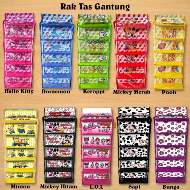[RAK TAS] SUSUN GANTUNG KARAKTER (BISA GROSIR) ANTI DEBU FULL SLETING