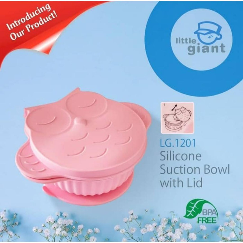 Little Giant LG 1201 Silicone Suction Bowl with Lid Owl Mangkok Makanan Bayi