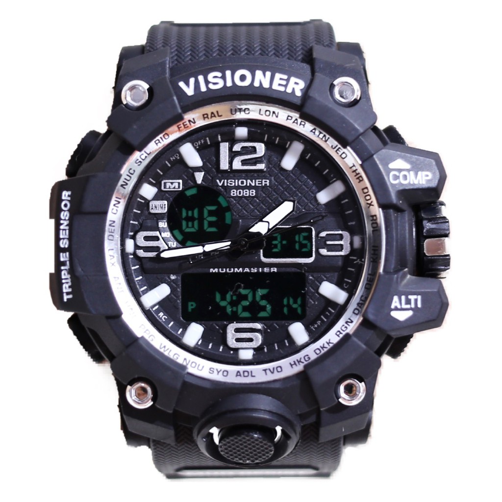 Jam tangan pria VISIONER Sporty Digital LED Original Garansi Tahan air VS8088