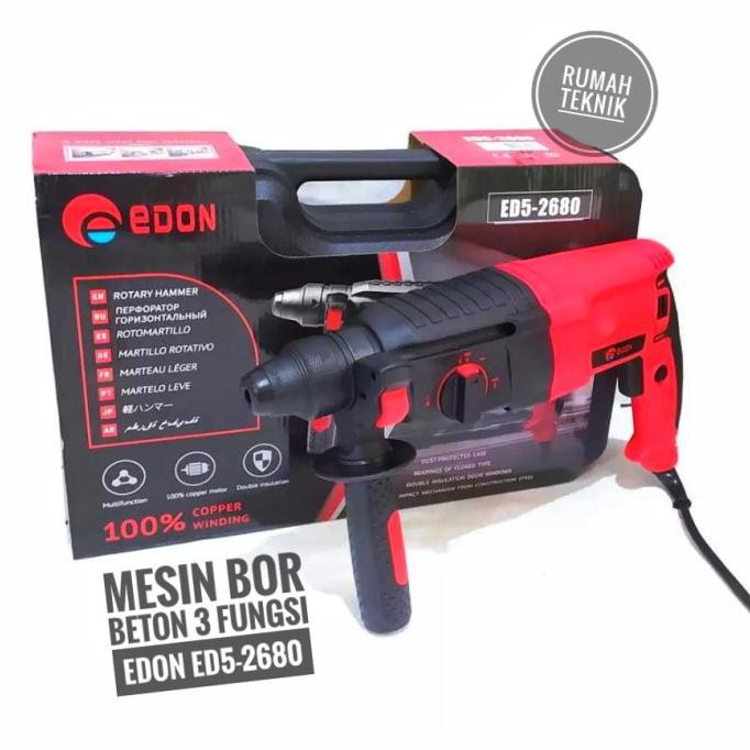 ✅Promo EDON MESIN BOR BETON 3 FUNGSI ED5-2680 EDON / ROTARY HAMMER EDON