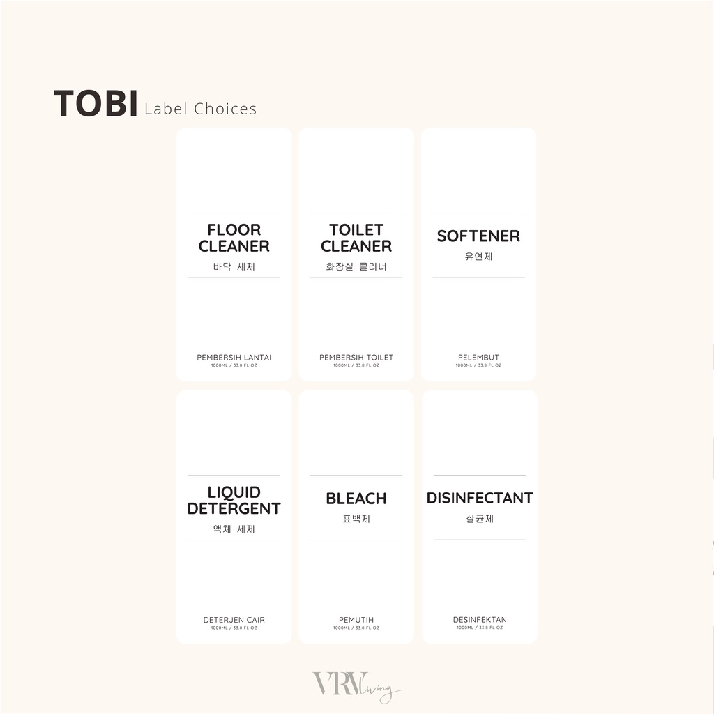 Tobi Label | Stiker Botol Deterjen Waterproof Tahan Air