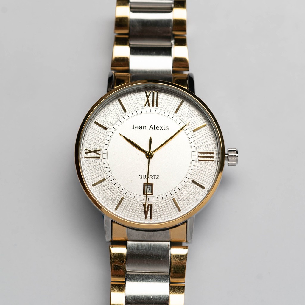 Jam Tangan Rantai Pria Cowok Anti Air Jean Alexis HOLGER GKT JA108 - Prestige Edition - White Dial (