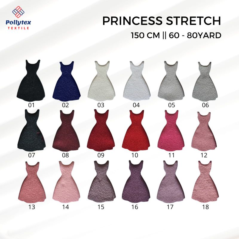 Bahan Kain Princess Stretch / Ladyzara / Lady Zara Premium Ecer Meteran per 0.5 meter