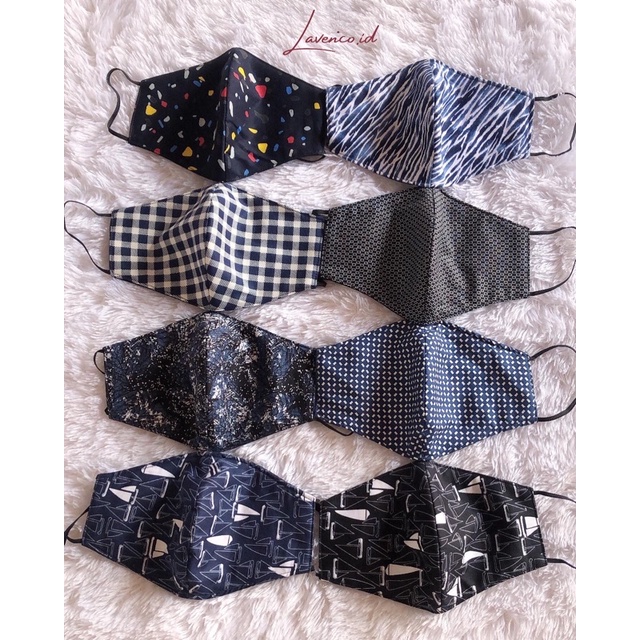 Masker kain motif 3ply / duckbill kain by lavenco.id