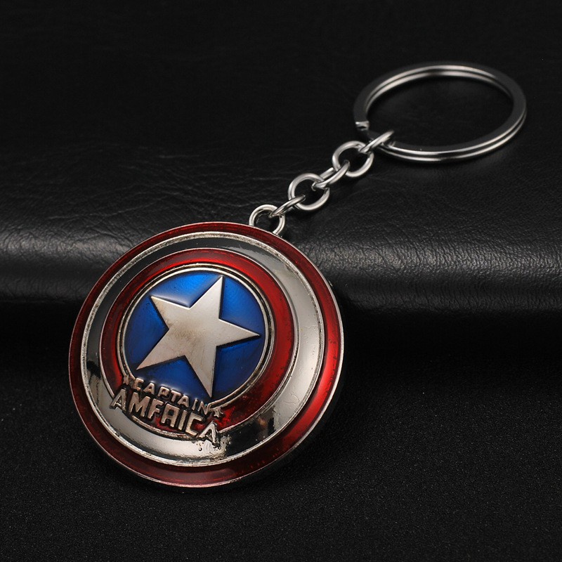 1pc Gantungan Kunci Bentuk Perisai Captain America Bahan Alloy