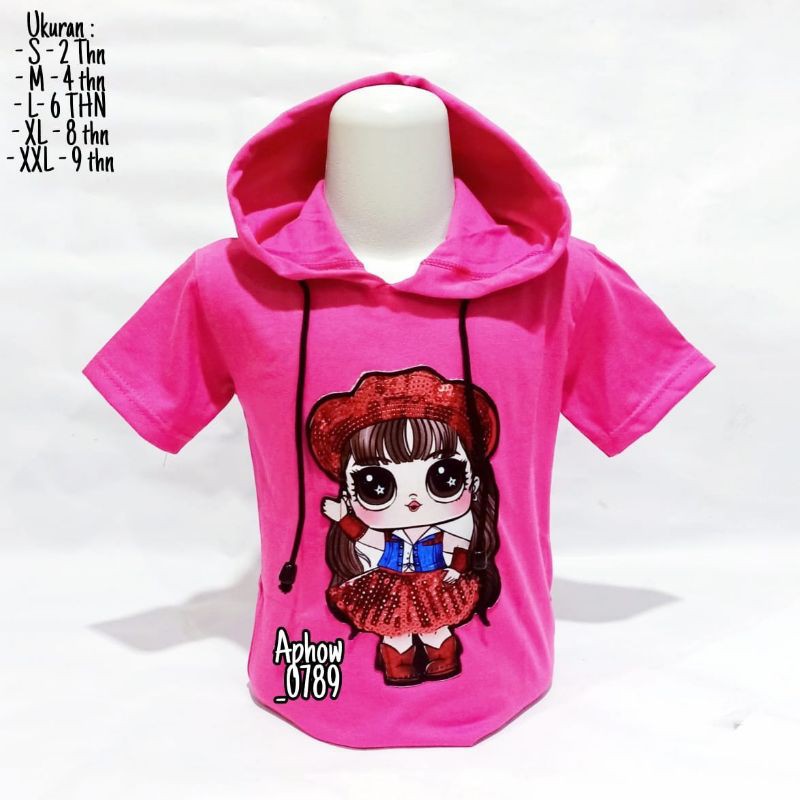 kaos Hoodie anak Perempuan LED LOL Hoodie LOL UK 2-10TAHUN