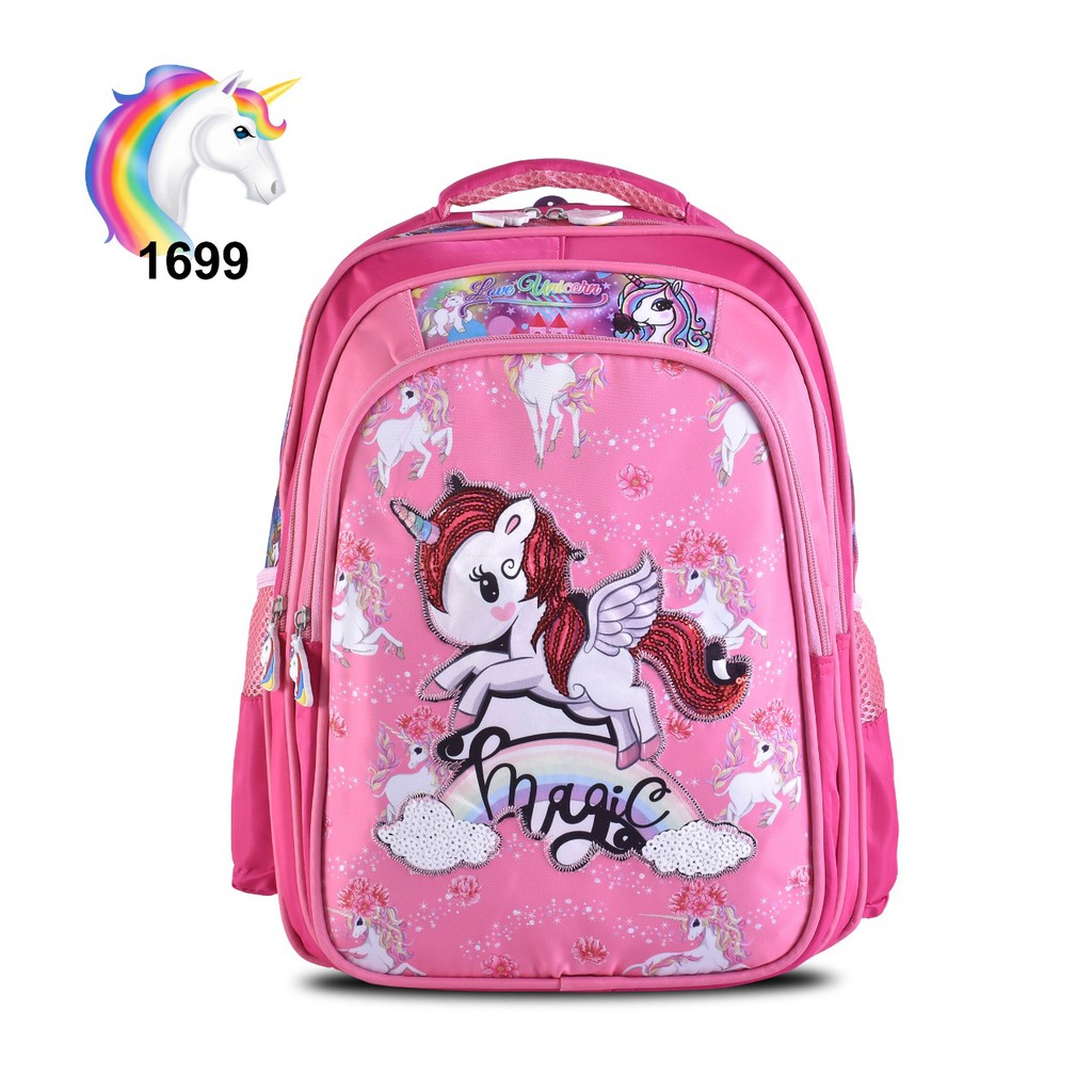 Tas Cartoon Sekolah Lampu 1699 Tas Anak Perempuan (Frozen,Hello Kitty,LOL,My Little Pony,Unicorn)