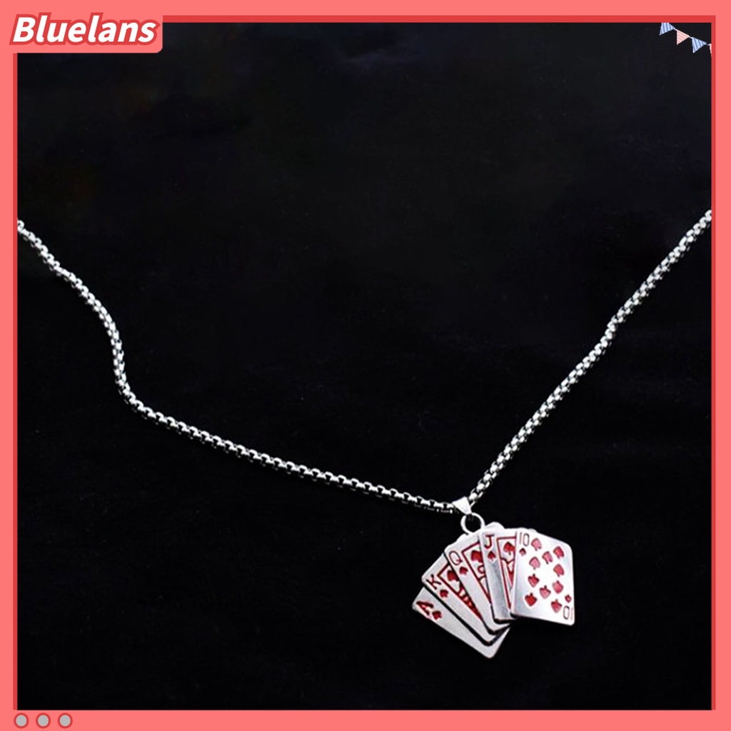 Kalung Panjang Liontin Poker Bahan Alloy Gaya Hip Hop Untuk Unisex