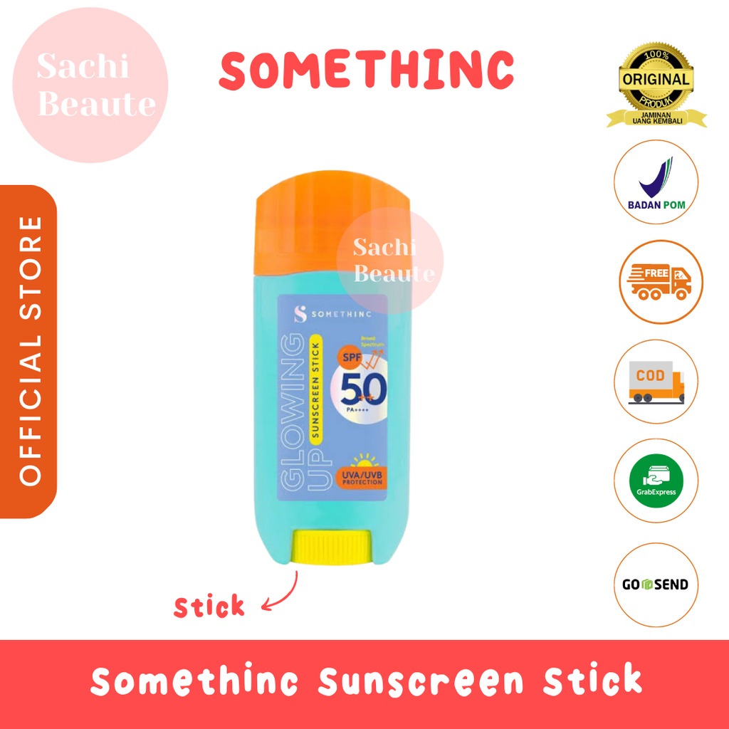 SOMETHINC Glowing Up Sunscreen Stick SPF 50++ PA ++++ - Sunblock Pelindung dari Sinar Matahari