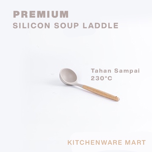 Laddle Silicon Soup Spatula- Soup Laddle silicon with wood handle Premium Style