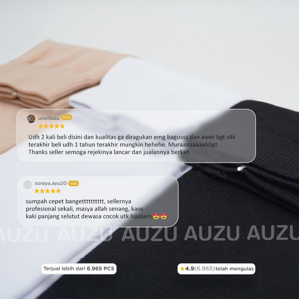 Kaos Kaki Wanita Muslimah Panjang Selutut warna cream putih hitam-6