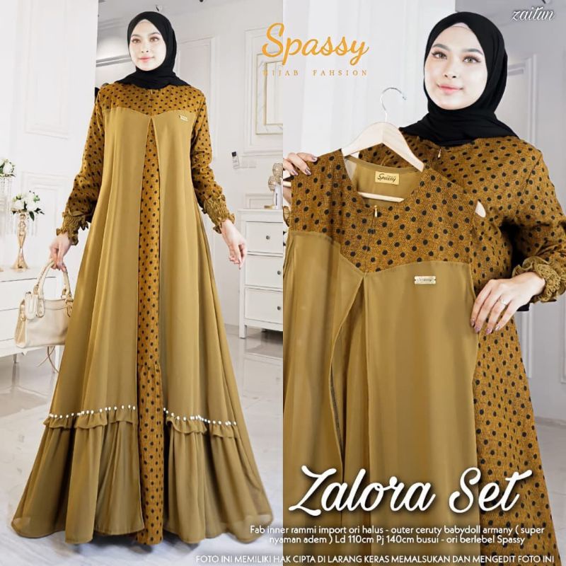 AS Zalora Set Maxy / setelan gamis plus outer rompi pisah bisa di lepas / fashion muslim wanita moti