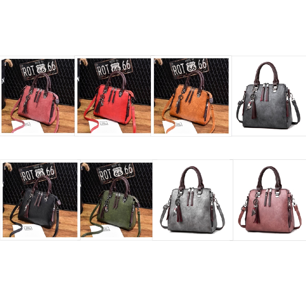 Handbag JX183 - Handbag Wanita - Tas Import Murah - dengan Gantungan Kucing Elegan - Trendy