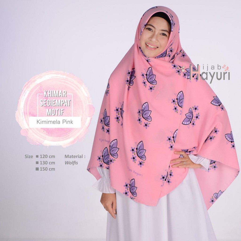 HIJAB HAYURI KHIMAR SEGIEMPAT MOTIF KIMIMELA WOLFIS