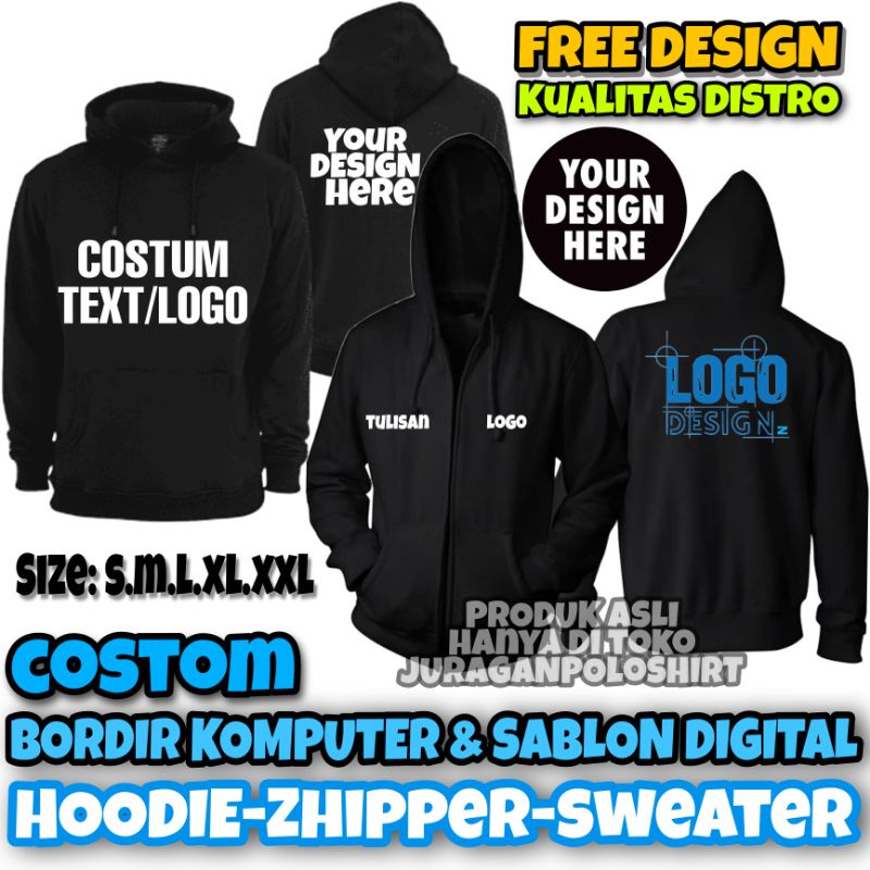 HOODIE SABLON | HOODIE CUSTOM | HOODIE BORDIR | JACKET PRIA/WANITA | ZIPPER SABLON/BORDIR