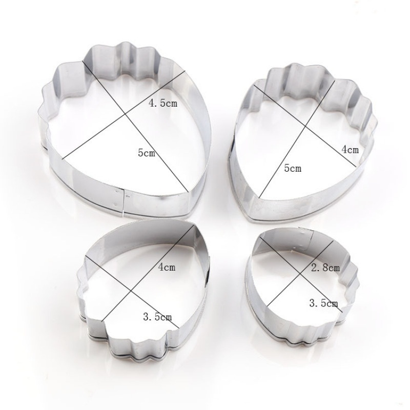 4pcs / set Cetakan Kue Bentuk Kelopak Bunga Peony Bahan Stainless Steel