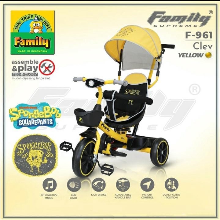 KHUSUS LUAR KOTA - Stroller Sepeda Roda Tiga Family Supreme Clev F-961