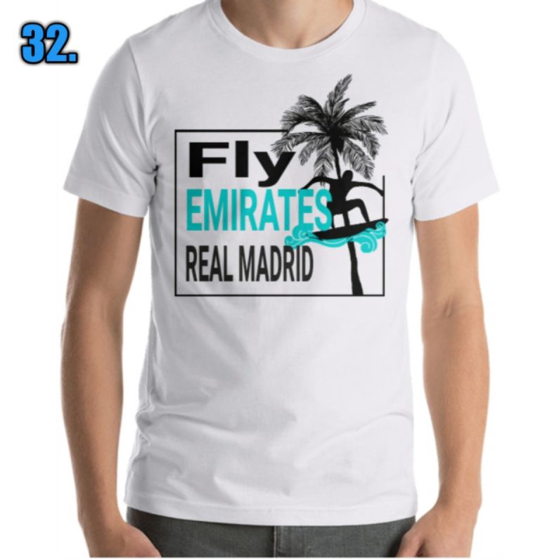 KAOS T-SHIRT REAL MADRID Fly Emirates REAL MADRID ll KODE 32 ll KAOS DISTRO REAL MADRID ll BAJU BOLA
