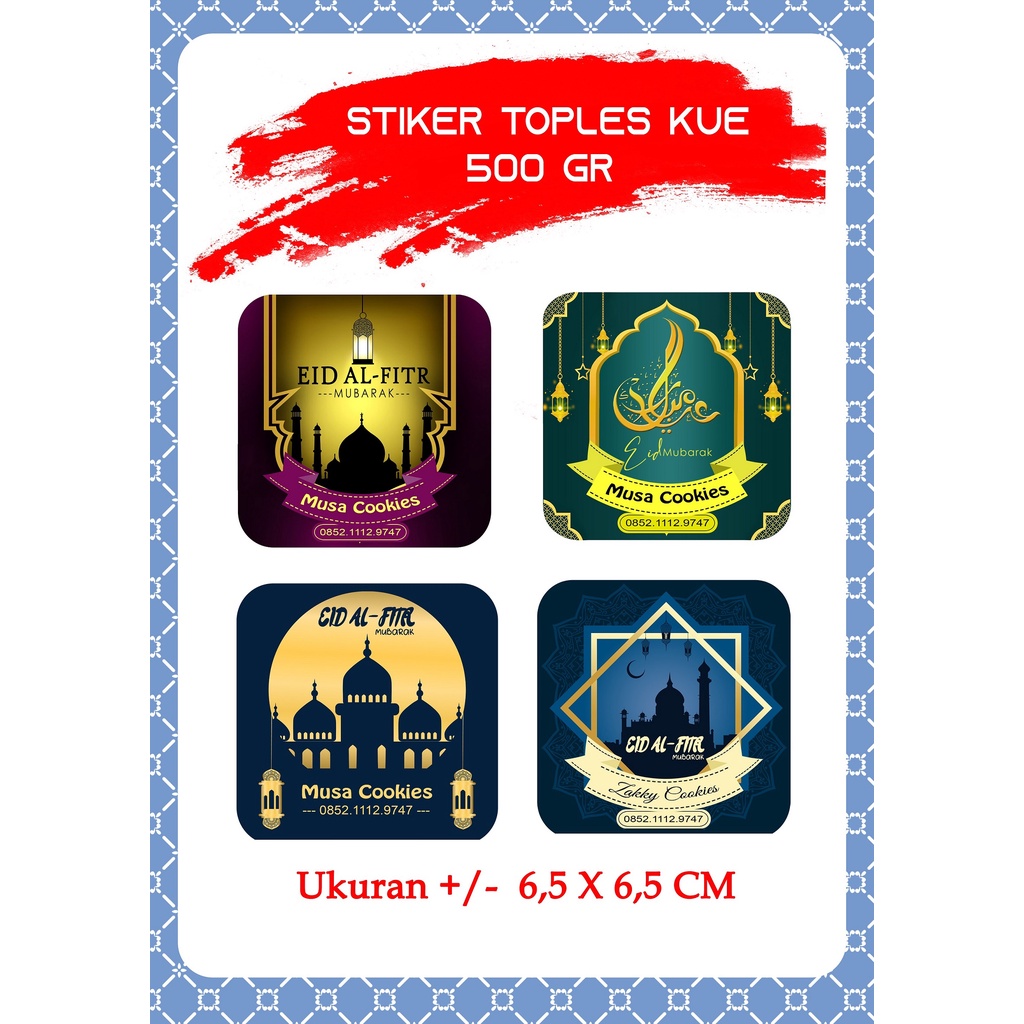 Stiker segi 4Toples / Label segi 4 Makanan / Stiker segi 4 / Label Merk Kue / Stiker segi 4 kue