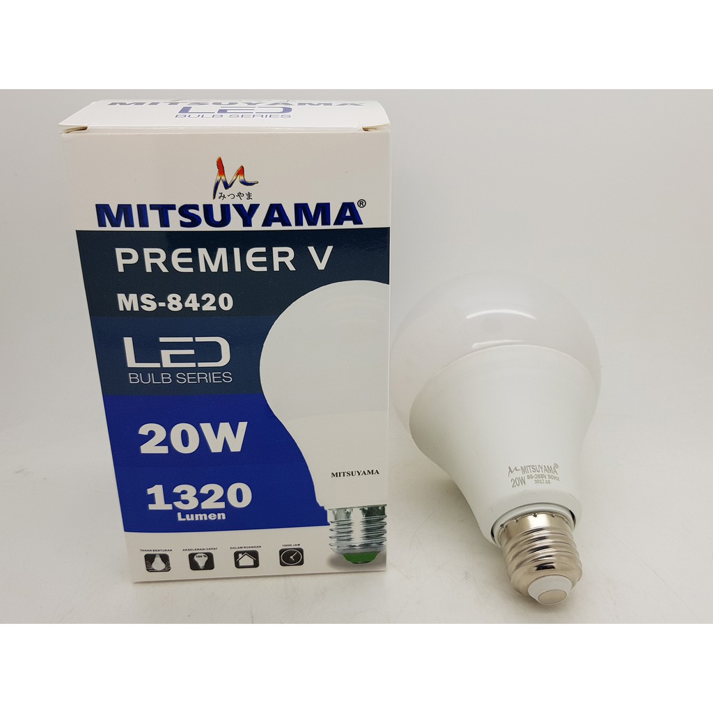 Lampu LED 20 watt PREMIER V Model BULB Merk MITSUYAMA GARANSI 1 THN