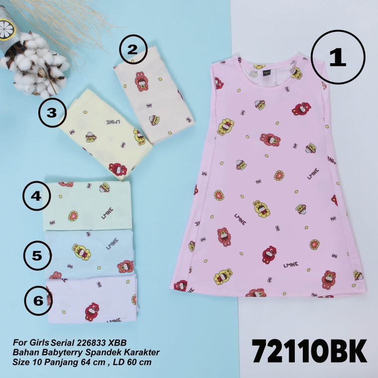 LEMONE for Girls Baby Terry Spandex 10 72110BK833 Dress Daster mini anak perempuan cewek Motif Karak