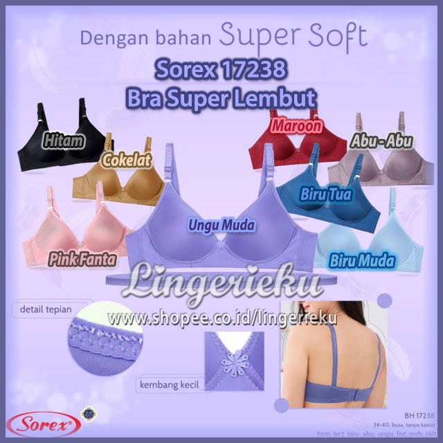 Sorex 17238 BH Bra Super Soft Tanpa Kawat Cup A Busa Sedang / Hanya Bra