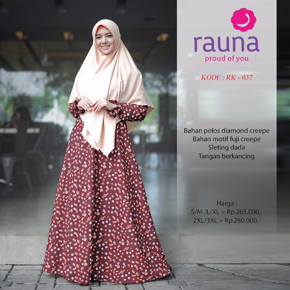 rk 37, gamis dewasa, busana muslim, rahnem, rauna
