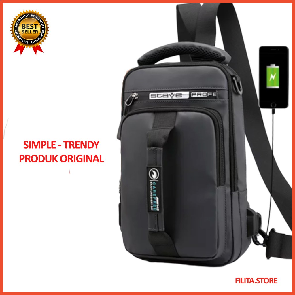 Tas Selempang Pria A7A2 Tas Slempang Sling Bag Korea Distro Slingbag Kecil  Mini Cowok Pria Ku