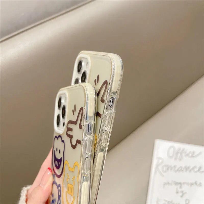 Case Pelindung Transparan Motif Print Graffiti Badut Untuk IPhone 12 13 11 Pro Max X Xs Max Xr 7 8 Plus Qgtf