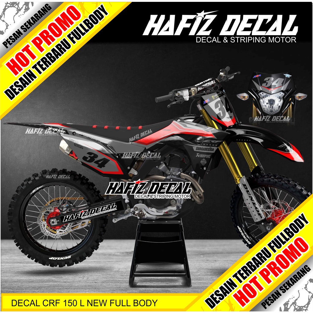 DECAL CRF 150 L FULL BODY, DECAL CRF 150 L FULL BODY HITAM, DECAL CRF, DECAL CRF 150 L